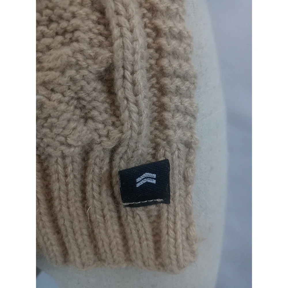 Vintage Cable Knit Scarf Tan Crochet Knit Stole Women's‎ Fashion Scarf